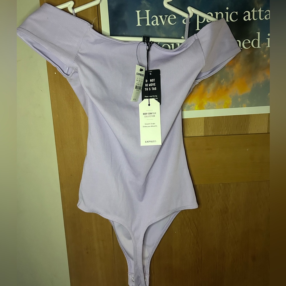 NWT EXPRESS Lavender Off-Shoulder contour bodysuit - Picture 4 of 4